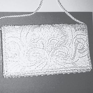 Vintage White Glass Beaded Clutch Purse